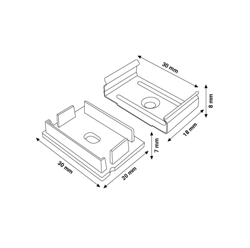 Pack 2 Tapones y 2 grapas para Perfil LM3779 - Imagen 2